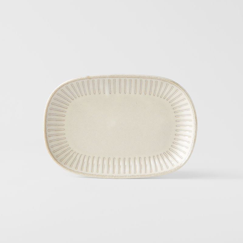 Plate Oval 19cm Ridged Alabaster Glaze - Image 3