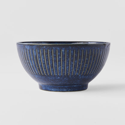 Rice Bowl 13.3cm Ridged Indigo Glaze - Image 3