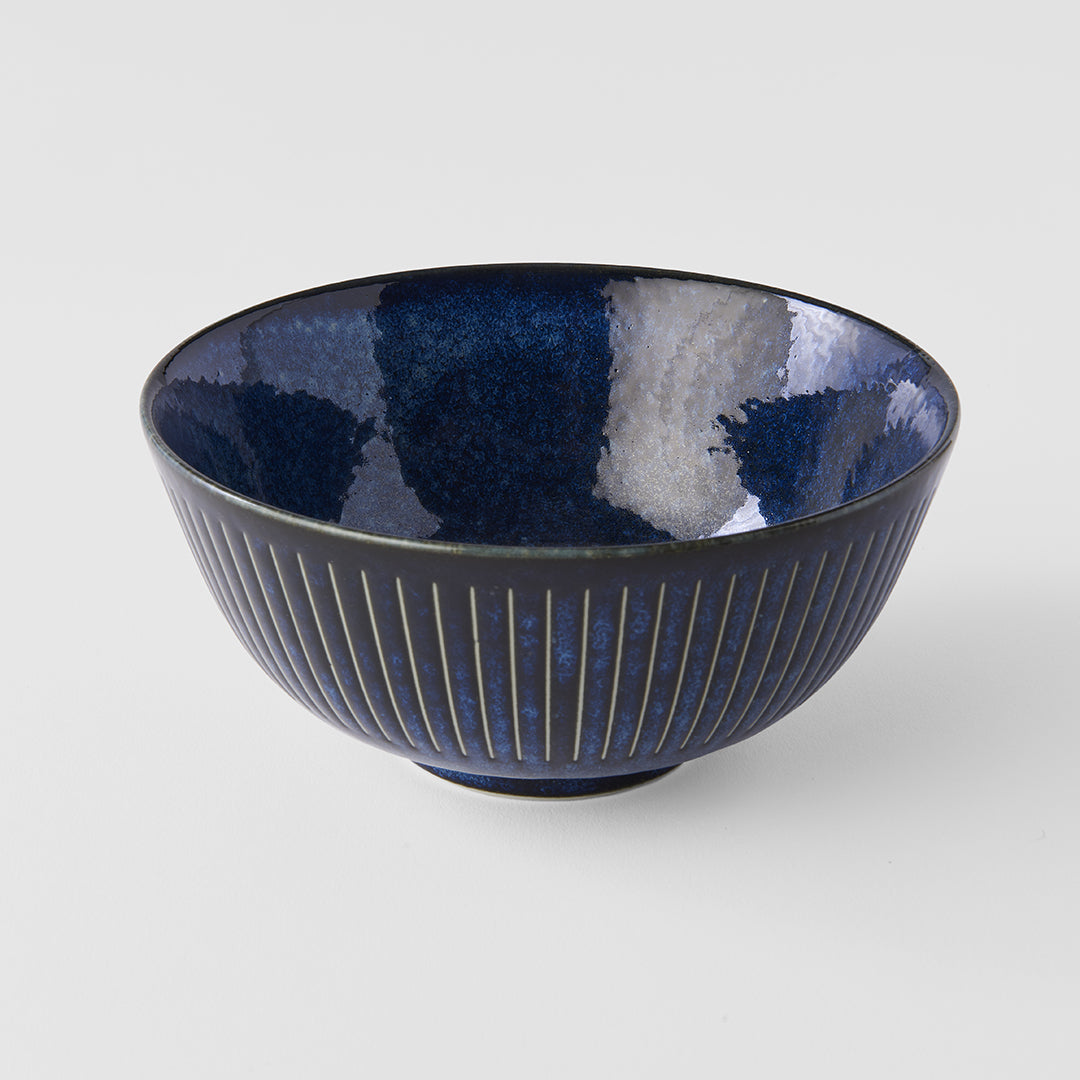 Bowl 16cm Ridged Indigo Glaze - Image 2
