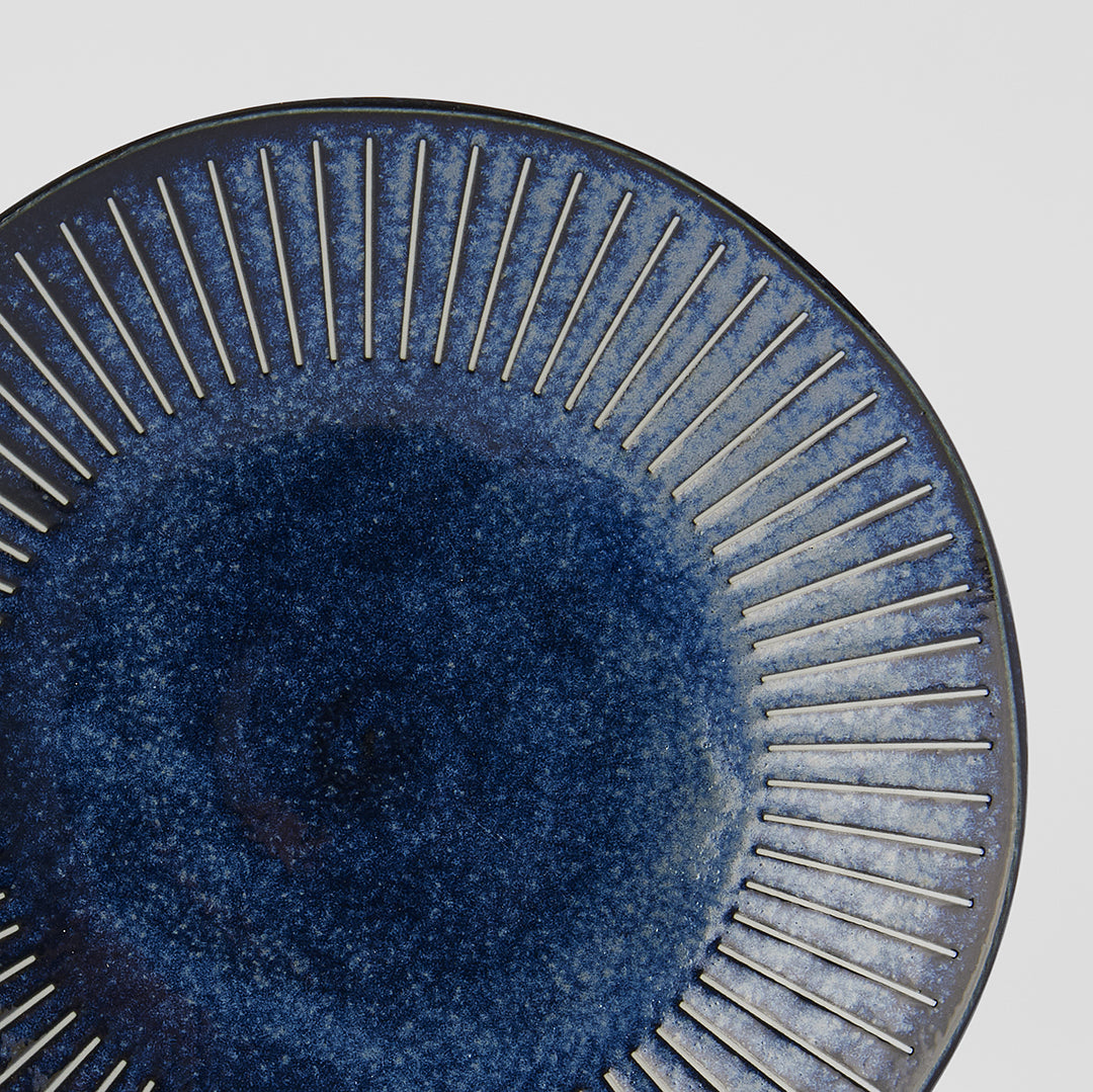 Dinner Plate 25cm Ridged Indigo Glaze - Image 2