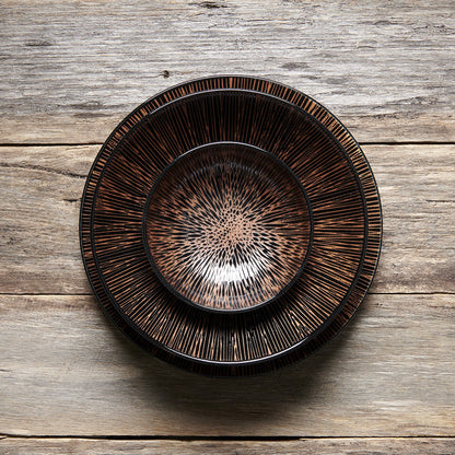 Plate 28cm Bronze Converging Line Glaze - Image 4