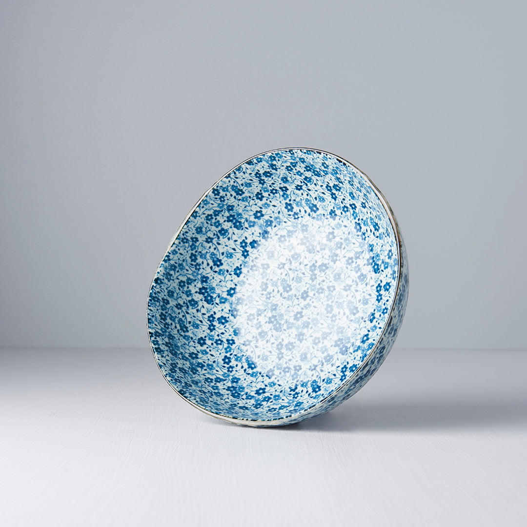 Bowl Organic Shape 20cm Blue Daisy Glaze - Image 4