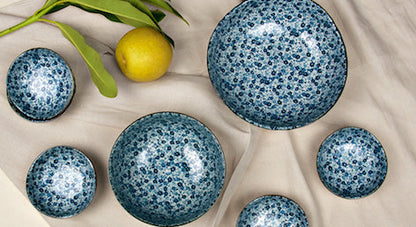 Bowl Organic 16.5cm Blue Daisy Glaze - Image 4