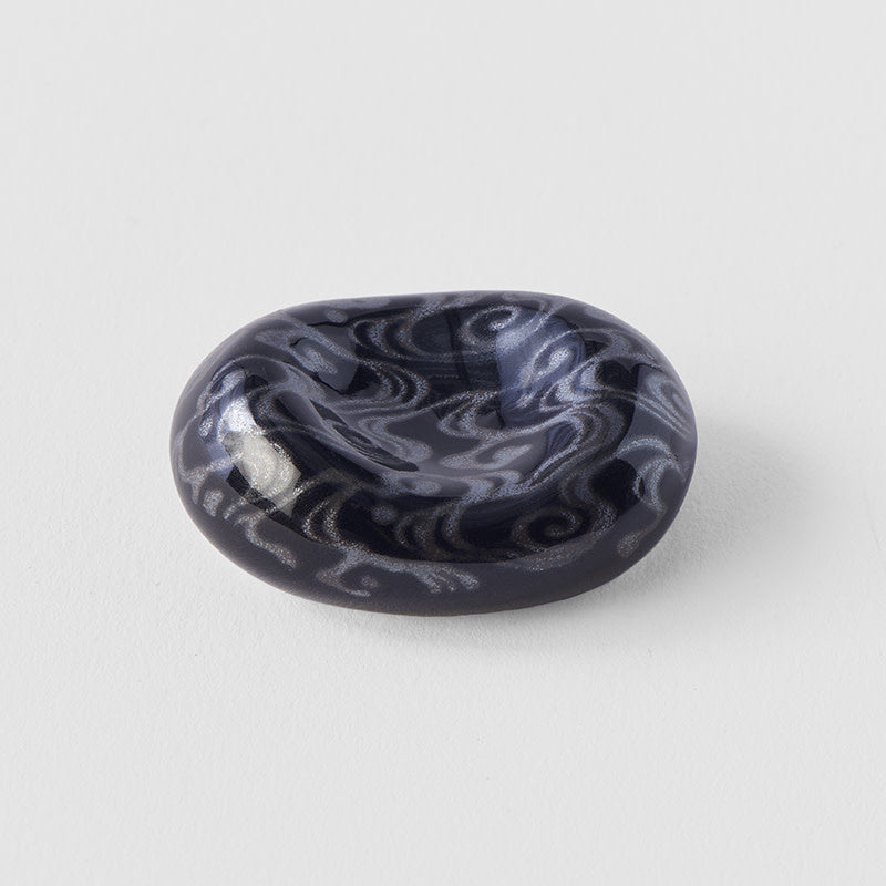 Chopstick Rest River Pebble Water Swirl Black Glaze - Image 2