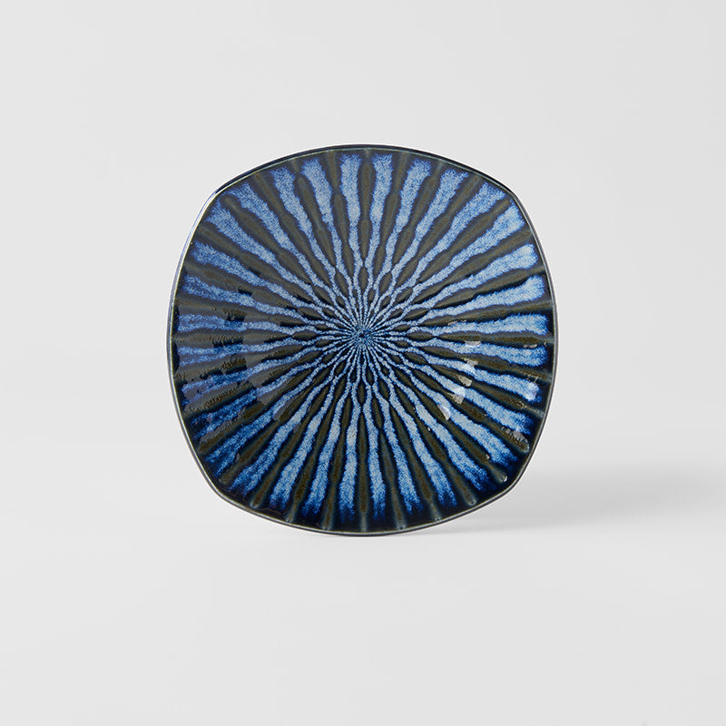 Plate Square 18cm Indigo Drip Glaze - Image 4