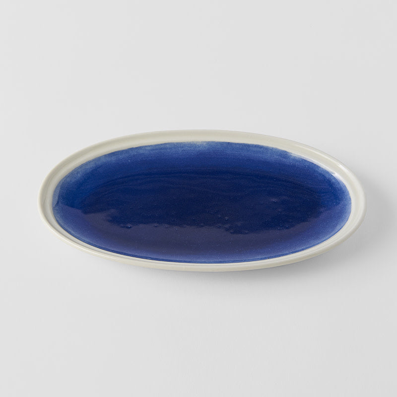 Plate Oval 22cm Ocean Blue Glaze - Image 3
