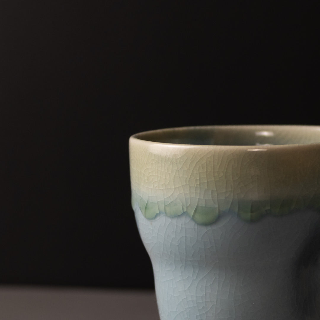 Mug Yunomi 280ml Crazed Blue Glaze - Image 2