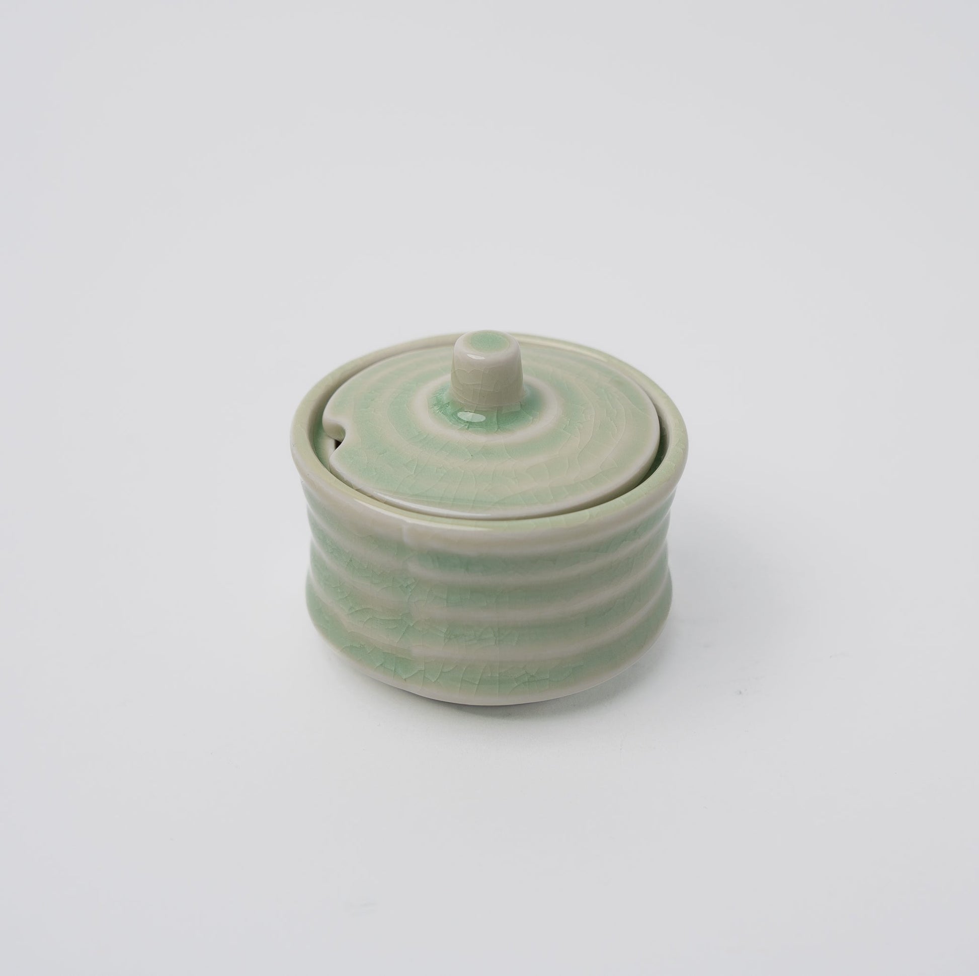 Sugar Pot 5.3cm Ribbed Celadon Glaze