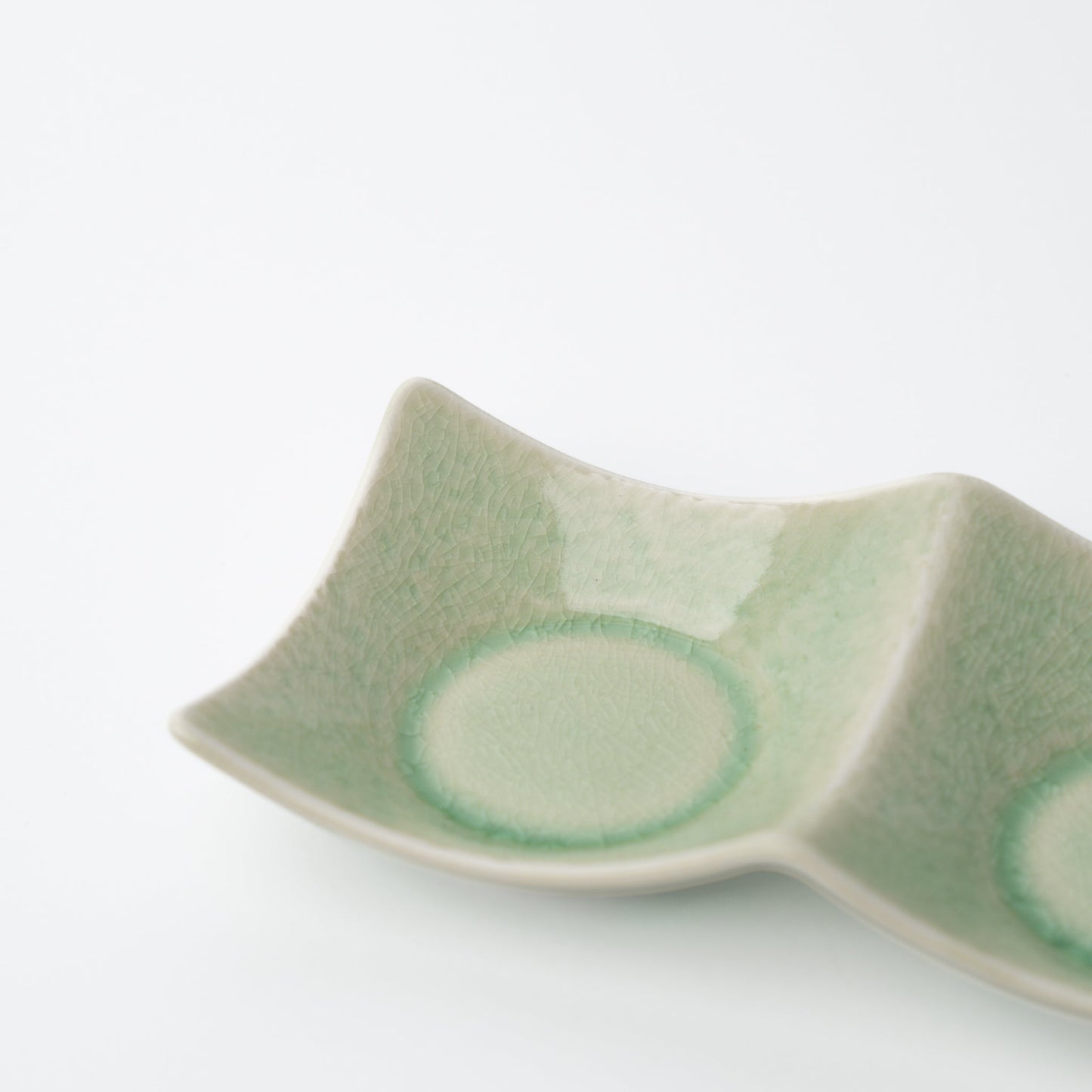 Two Section Sauce Dish Celadon Glaze - Image 2