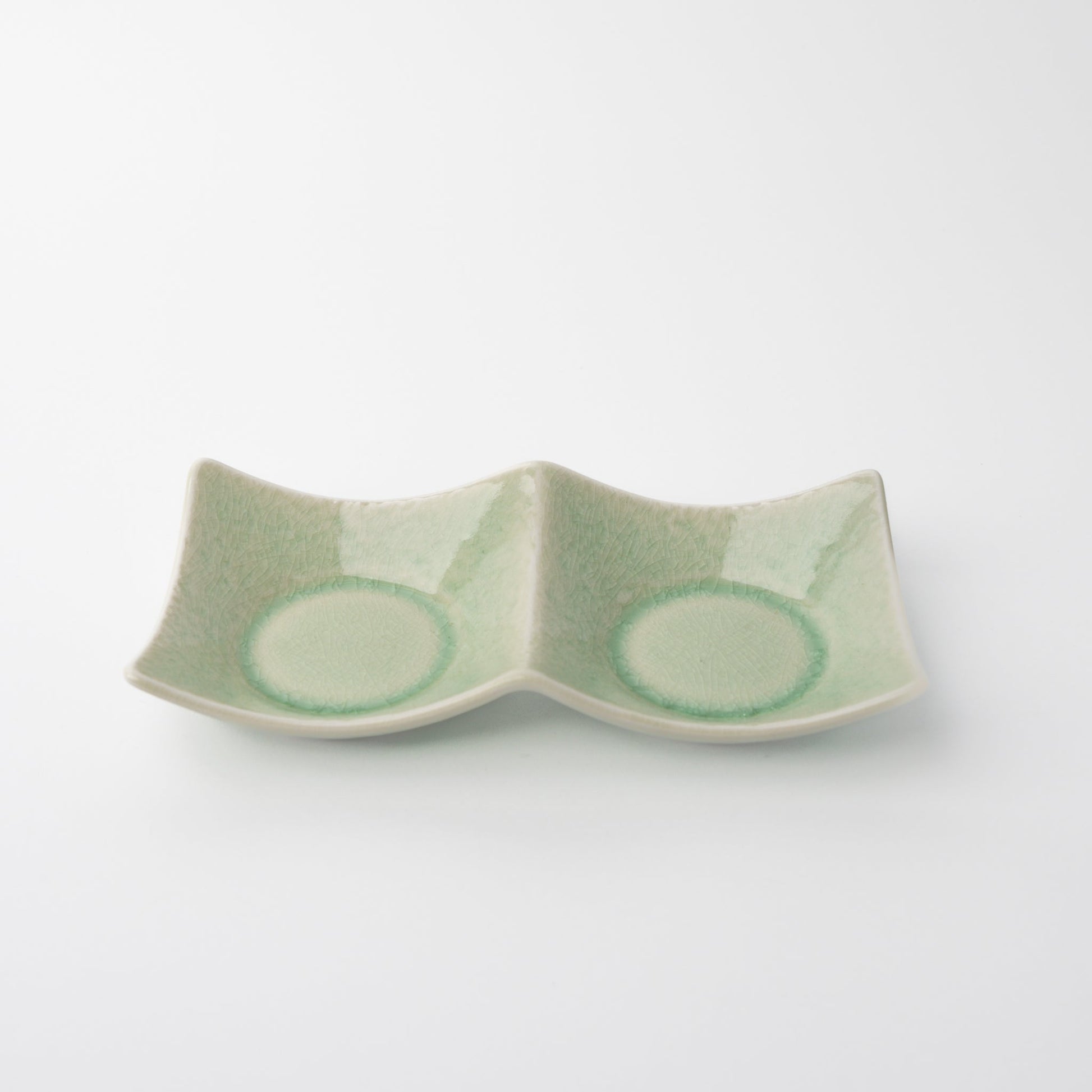 Two Section Sauce Dish Celadon Glaze - Image 3