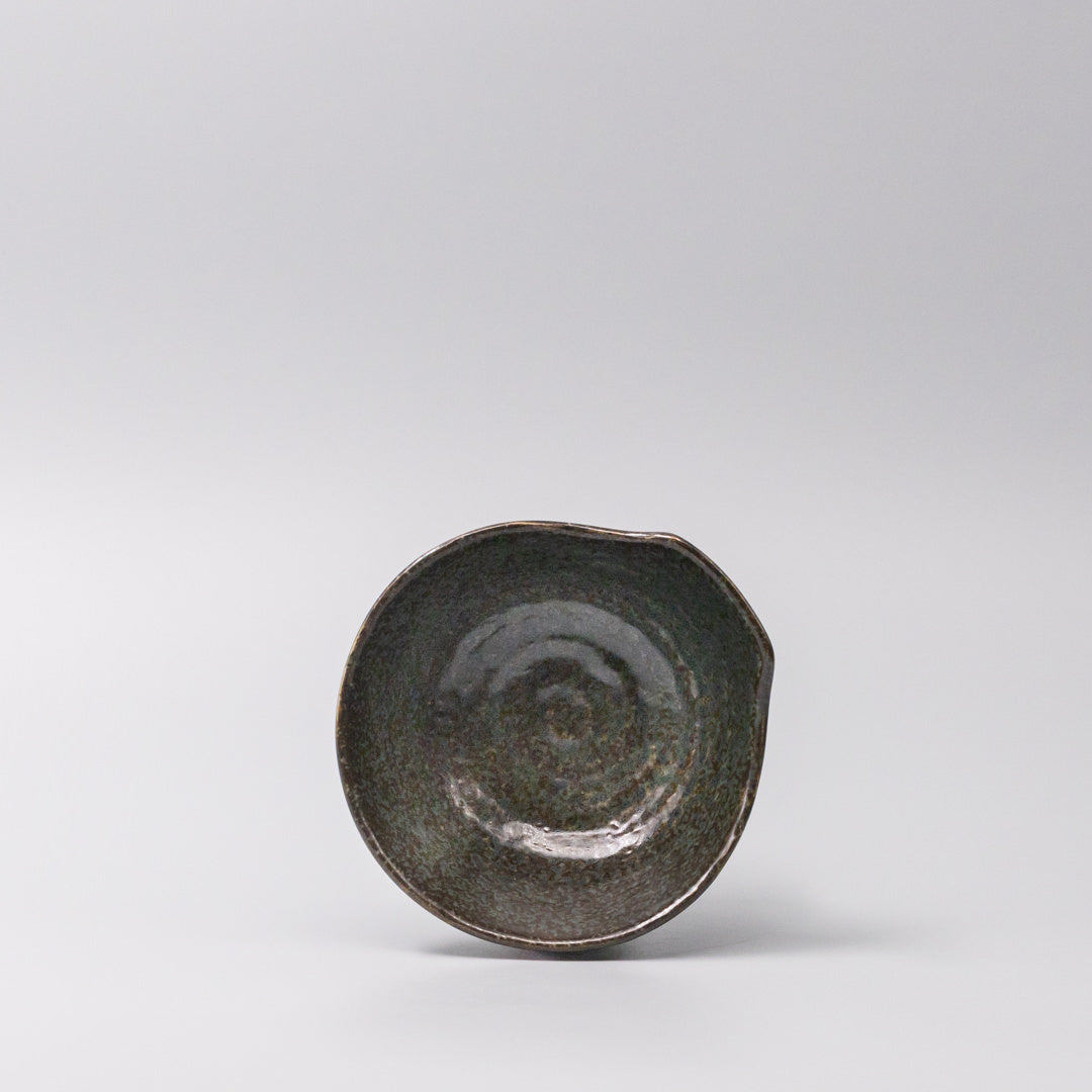 Bowl with Handle 13cm Navy Speckle Glaze - Image 3