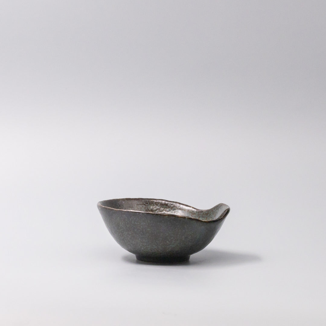 Bowl with Handle 13cm Navy Speckle Glaze - Image 4