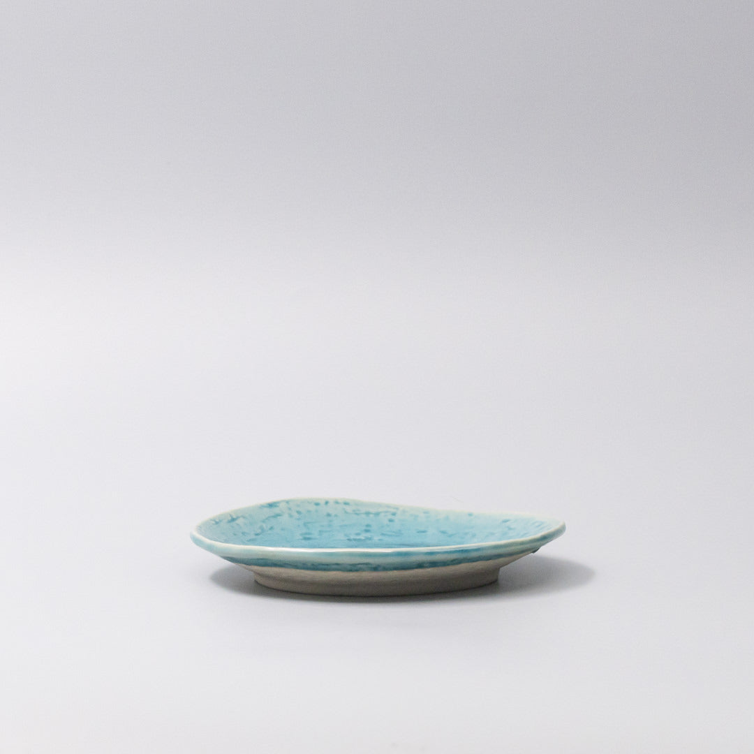 Plate Oval 15cm Crackle Turquoise Glaze - Image 2