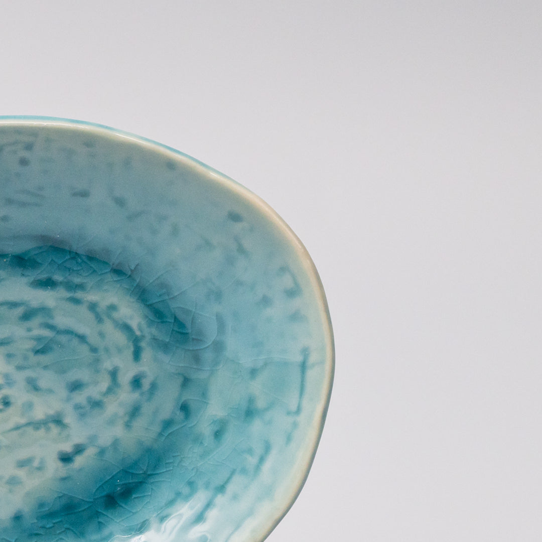 Plate Oval 15cm Crackle Turquoise Glaze - Image 4