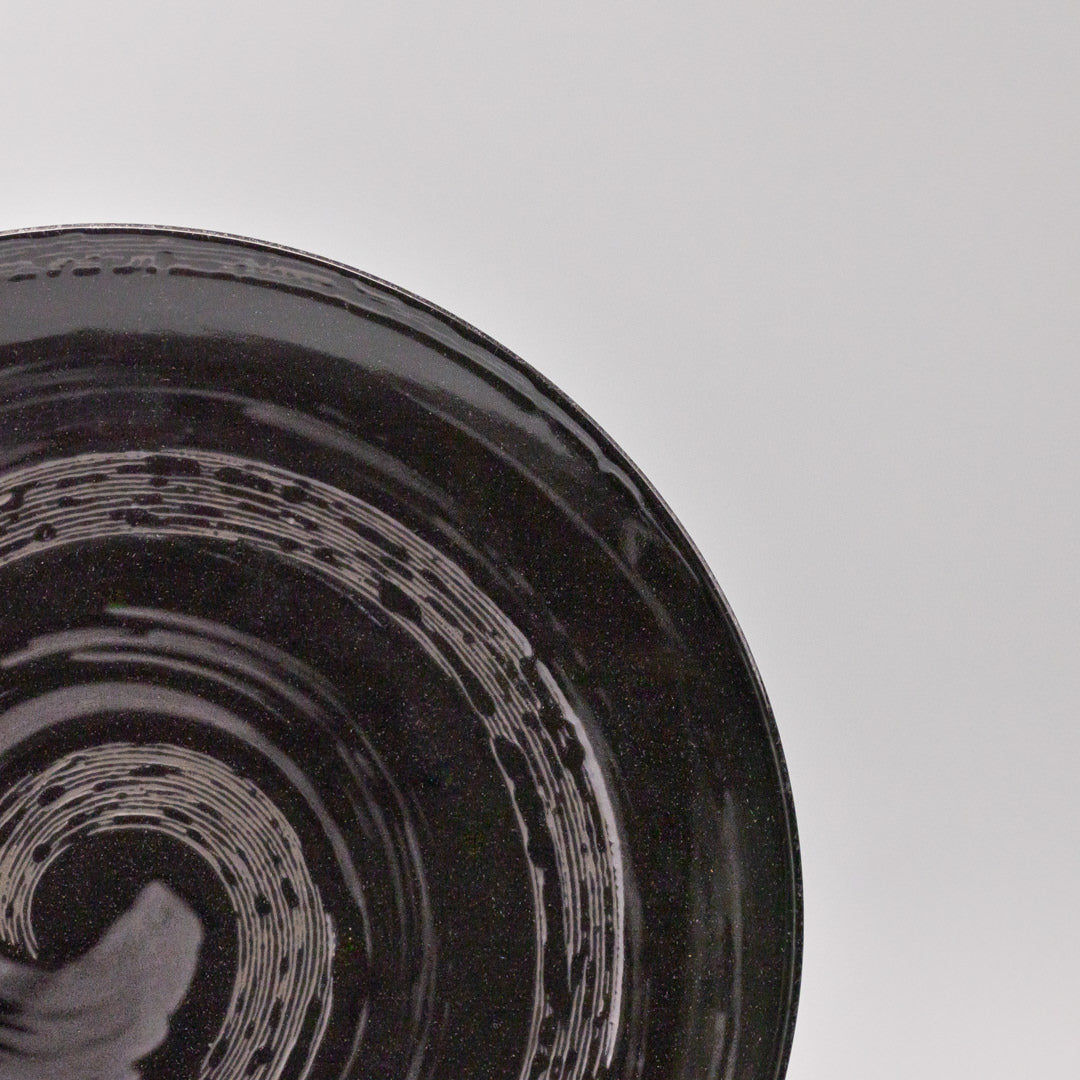 Dinner Plate 28cm Gunmetal Swirl Glaze - Image 2