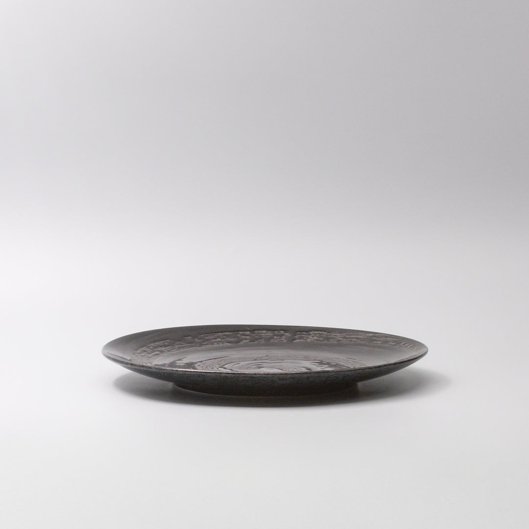 Dinner Plate 28cm Gunmetal Swirl Glaze - Image 3