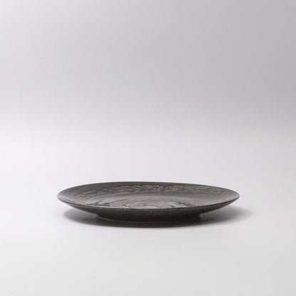 Dinner Plate 28cm Gunmetal Swirl Glaze - Image 3
