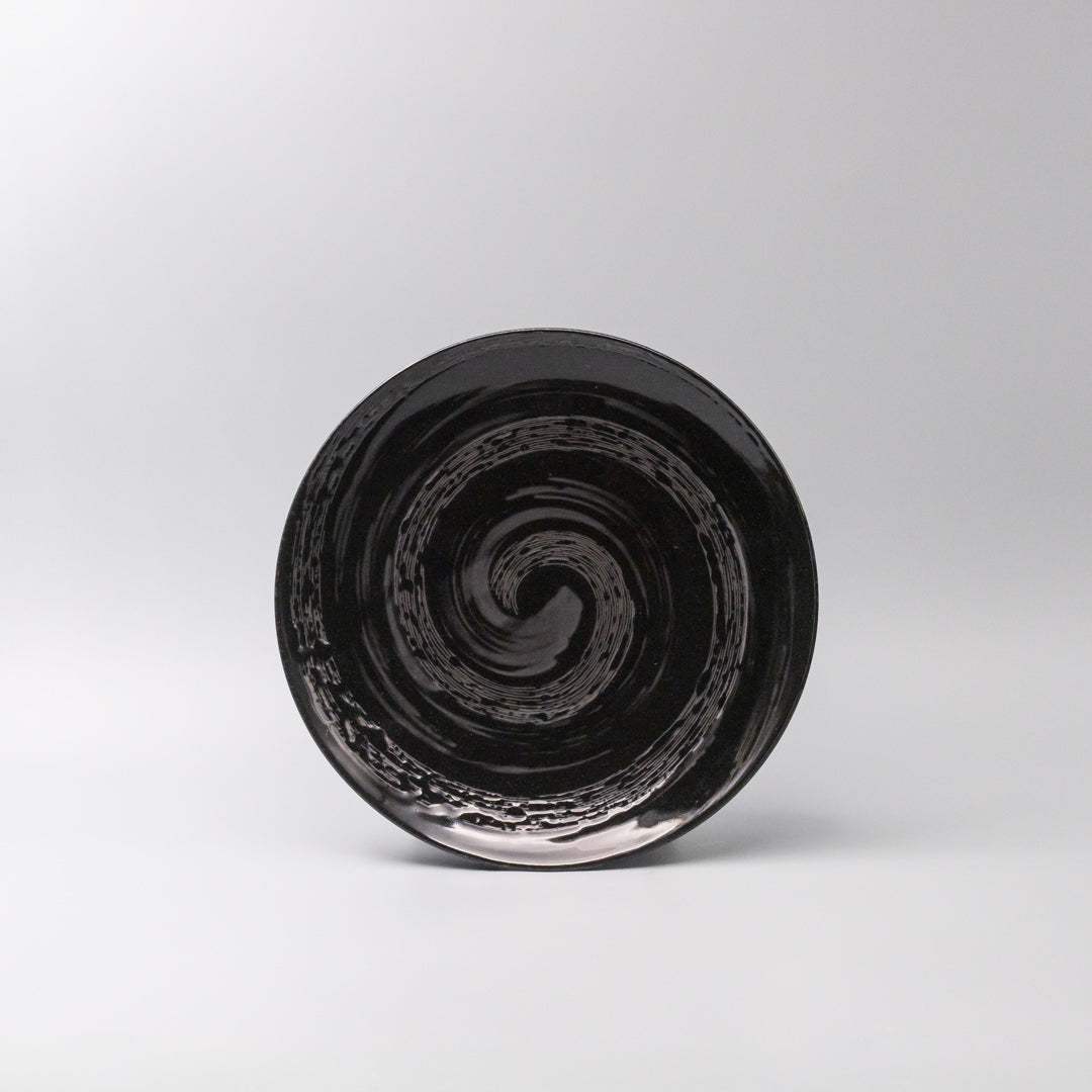 Dinner Plate 28cm Gunmetal Swirl Glaze - Image 4