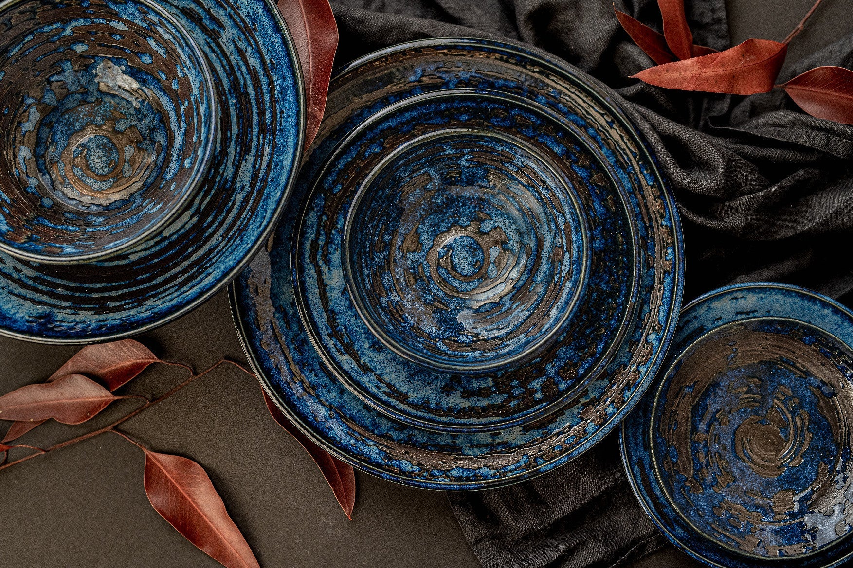 Pasta Bowl 24cm Copper Swirl Glaze - Image 4