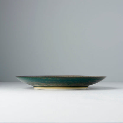 Dinner Plate 25cm Green Converging Line Glaze - Image 3