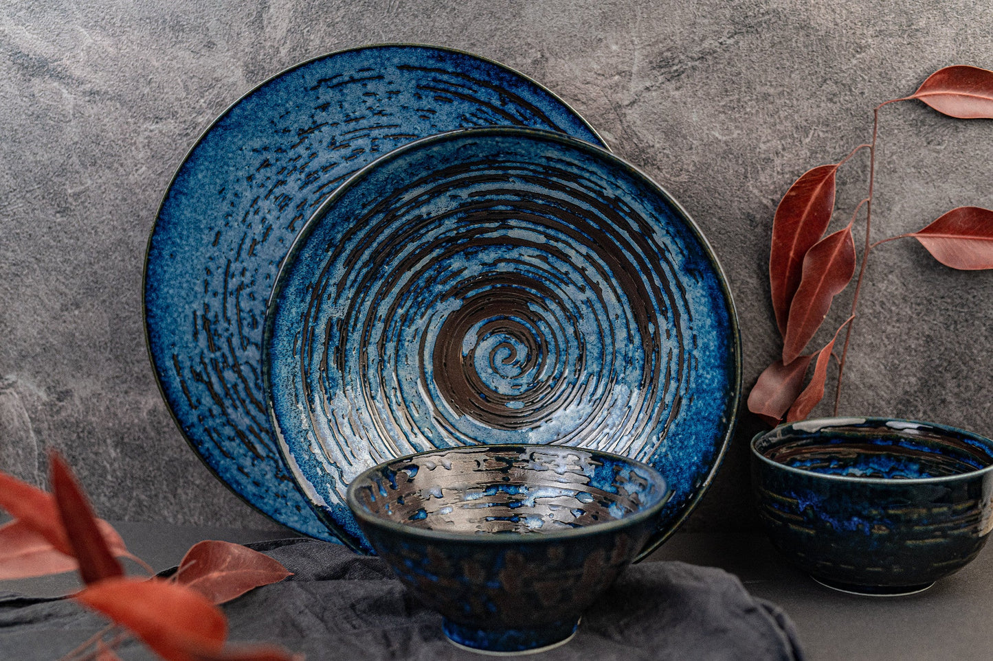 Bowl U Shape 13cm Copper Swirl Glaze - Image 4