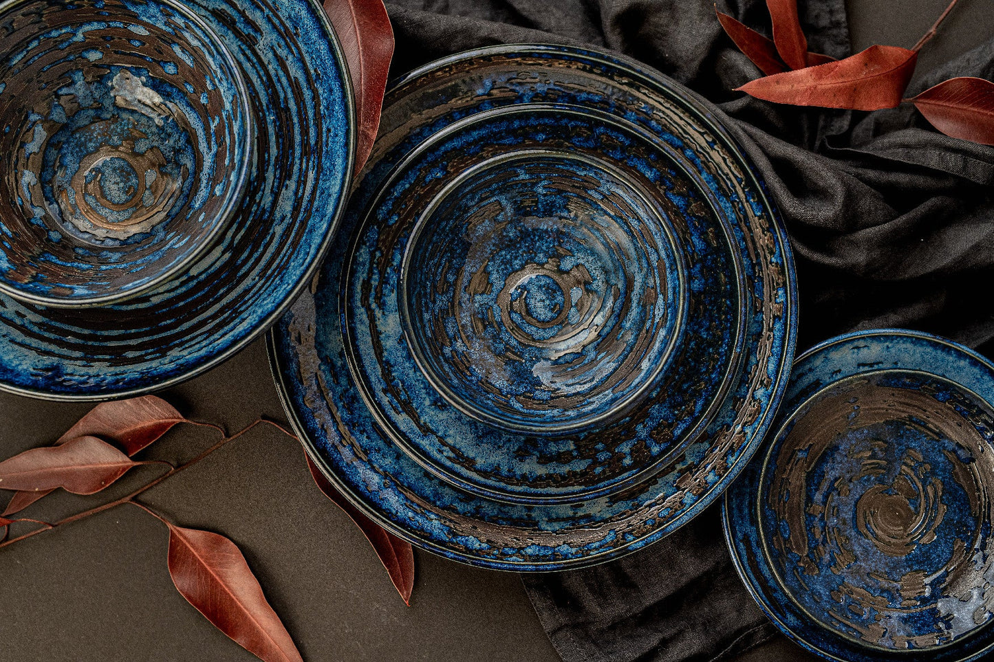 Bowl U Shape 13cm Copper Swirl Glaze - Image 5
