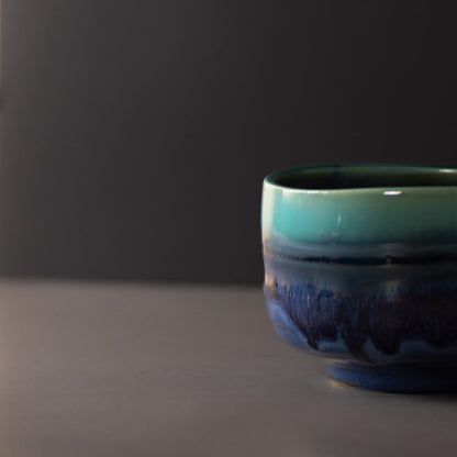 Matcha Tea Bowl 11.5cm Turquoise Drip - Image 2