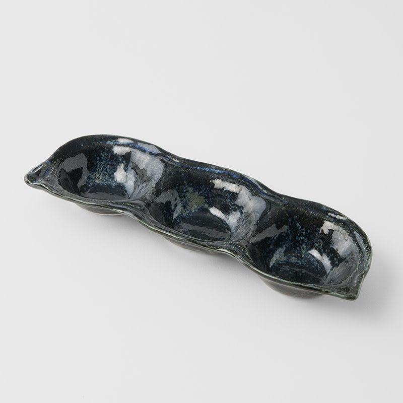 Edamame Triple Pod Dish 200ml Indigo Blue - Image 2