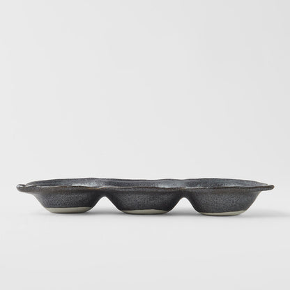Edamame Triple Pod Dish 200ml Black Glaze - Image 3