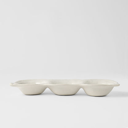 Edamame Triple Pod Dish 200ml Matte White Glaze - Image 3