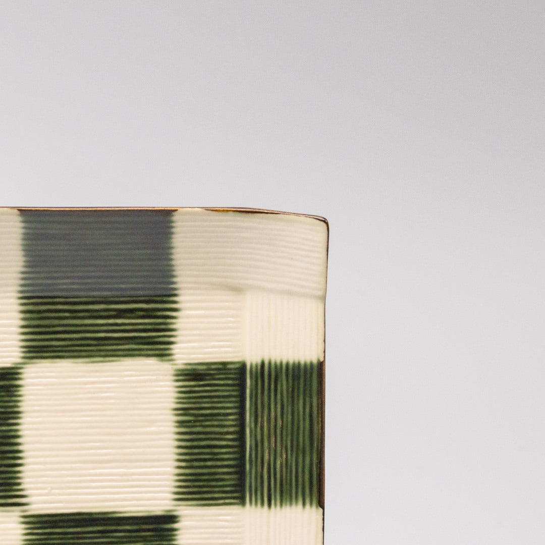 Saucer Reeded Oribe 12cm Checkerboard Glaze - Image 2