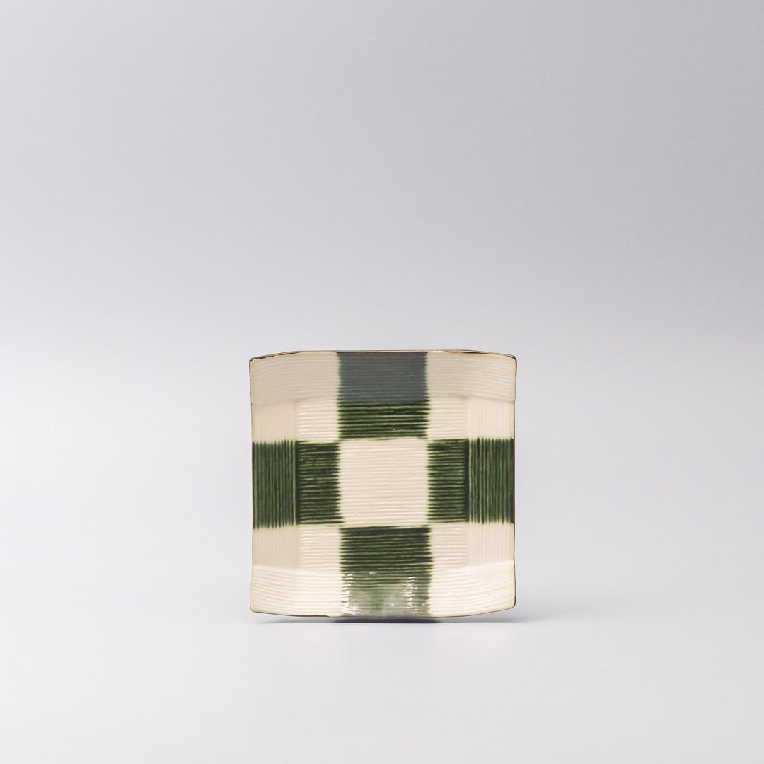 Saucer Reeded Oribe 12cm Checkerboard Glaze - Image 3