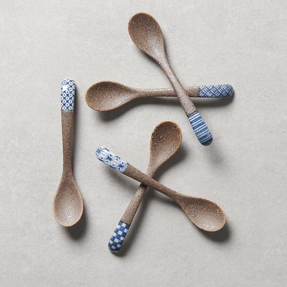 Spoon Small Bisque Indigo Checkerboard - Image 4