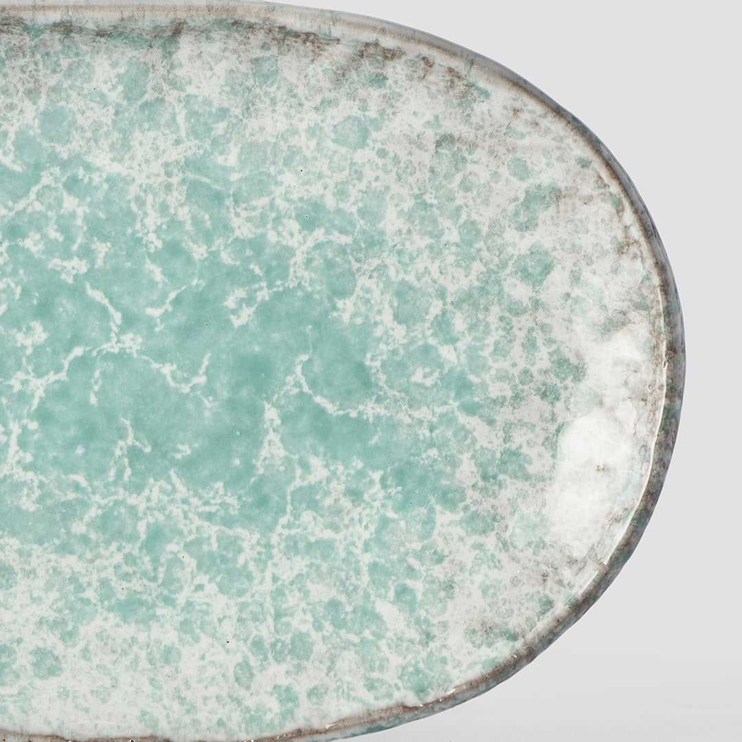 Plate Oval 17x11cm Aqua Splash Glaze - Image 2