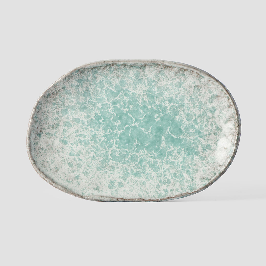 Plate Oval 17x11cm Aqua Splash Glaze - Image 3