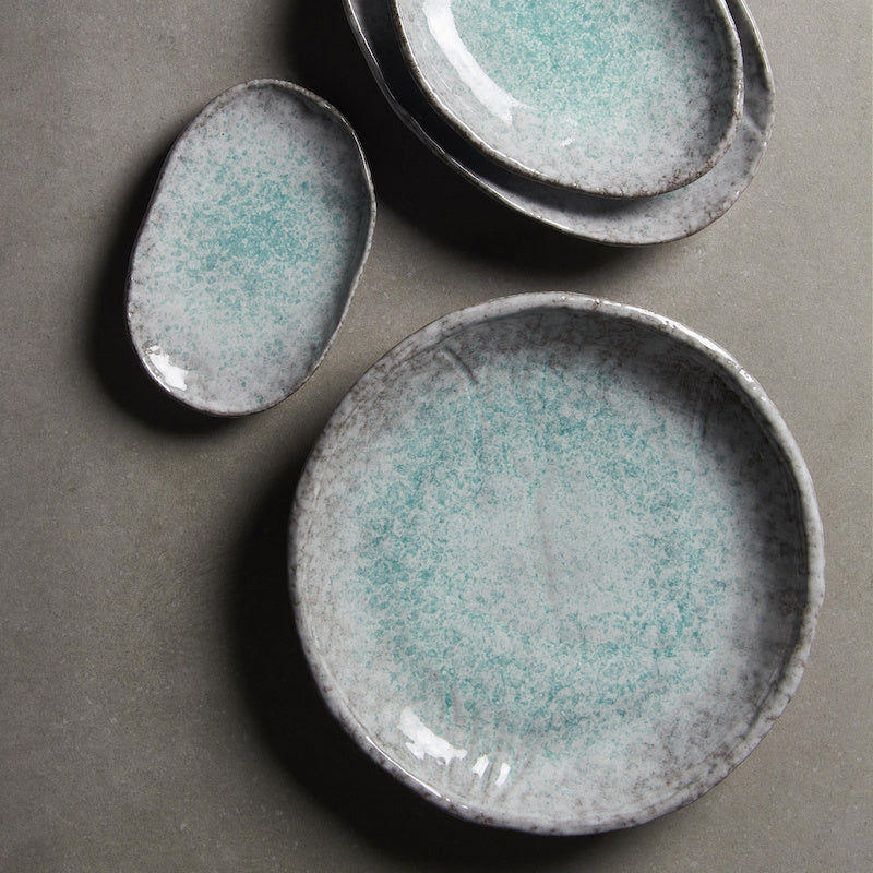 Plate Oval 30cm Aqua Splash Glaze - Image 4