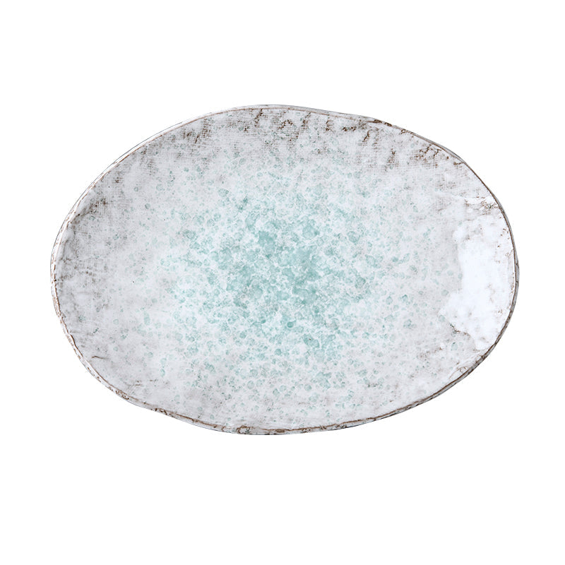 Plate Oval 24x17cm Aqua Splash Glaze - Image 5