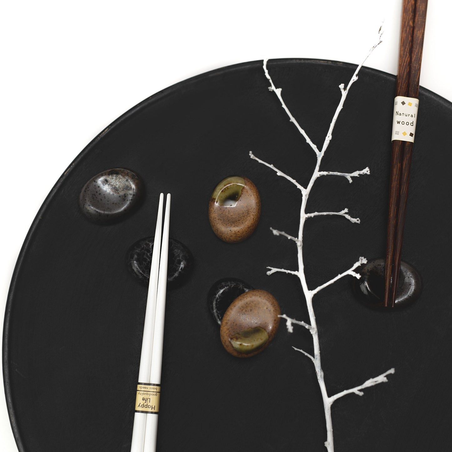 Chopstick Rest Pebble Brown with Green Splash - Image 4