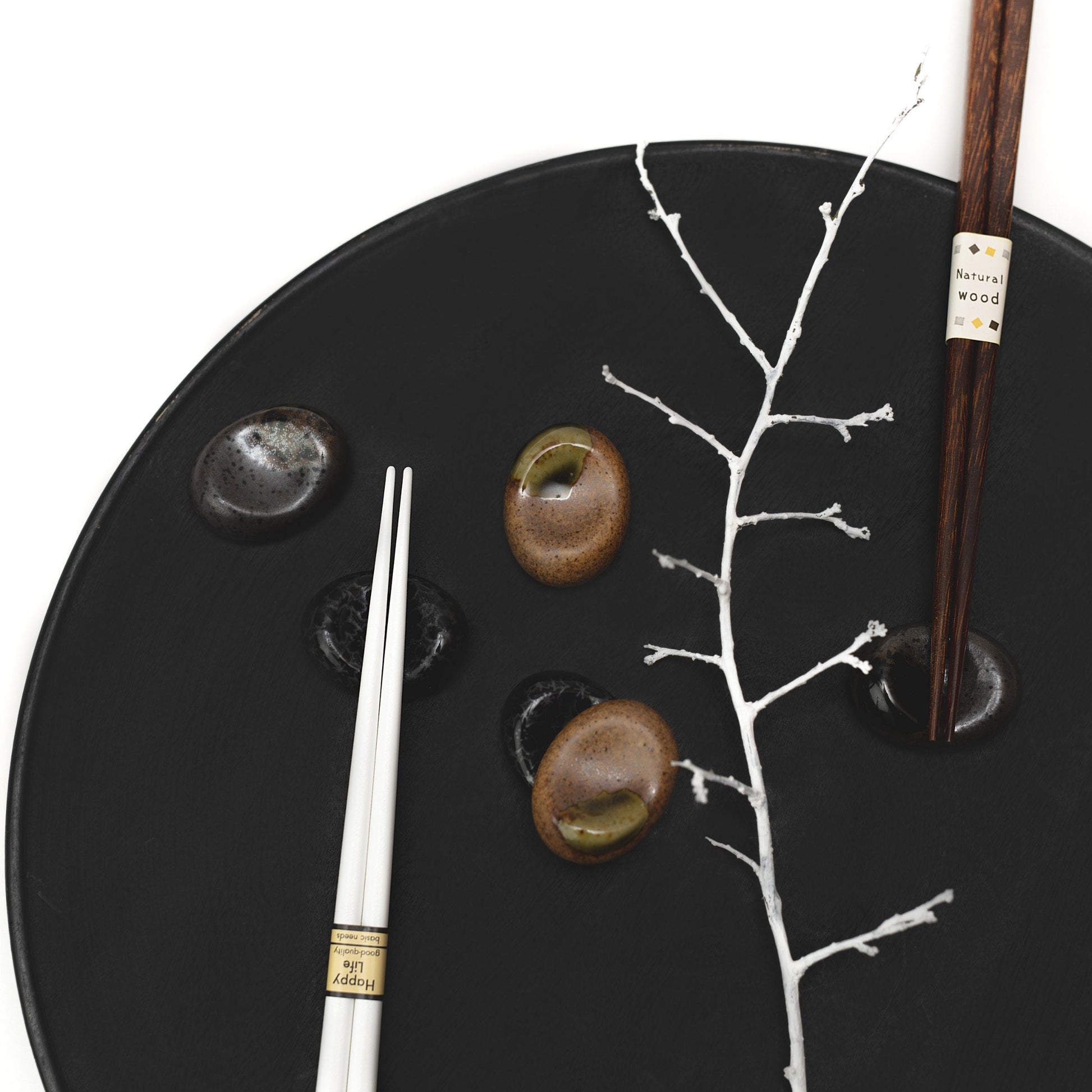Chopstick Rest Pebble Brown with Green Splash - Image 4