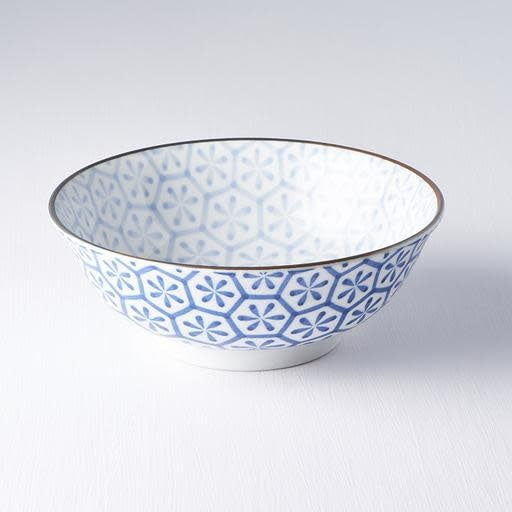 Bowl 19cm Indigo Ikat Hexagon Flower Design - Image 2