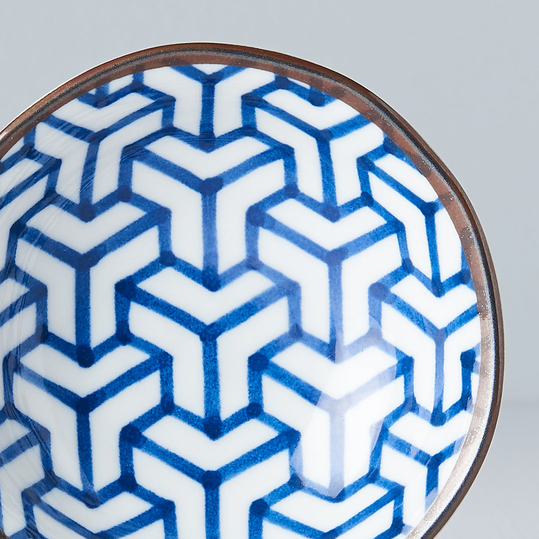 Sauce Dish 11cm Indigo Ikat Herringbone Design - Image 3