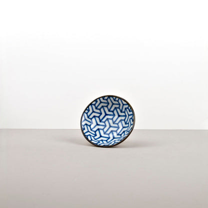 Sauce Dish 11cm Indigo Ikat Herringbone Design - Image 4