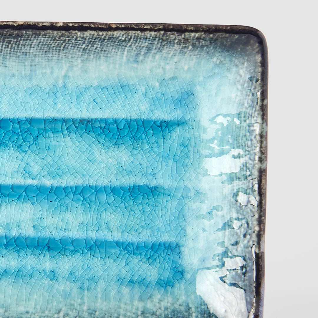 Plate Rectangular 21.5x13.5cm Sky Blue Glaze - Image 2