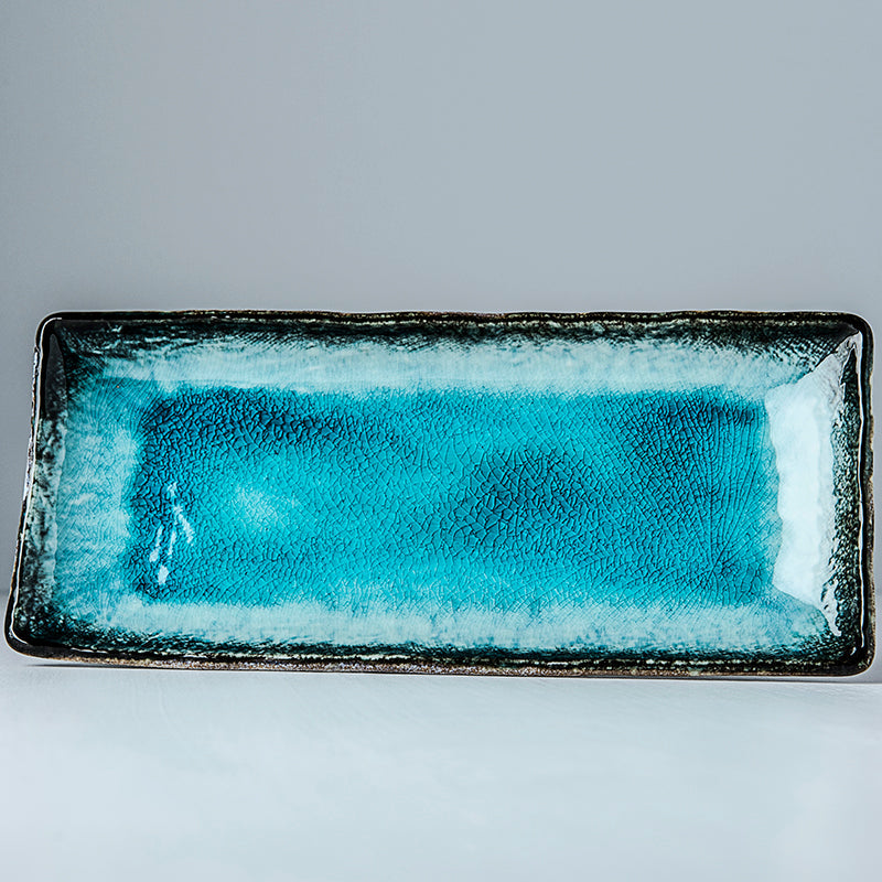Plate Rectangular 28.5x 12cm Sky Blue Glaze - Image 2