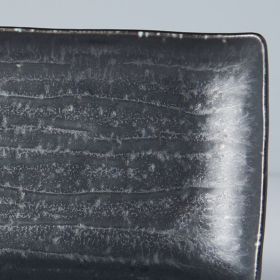 Plate Ibushi Rectangular 26.5cm Black Glaze - Image 4