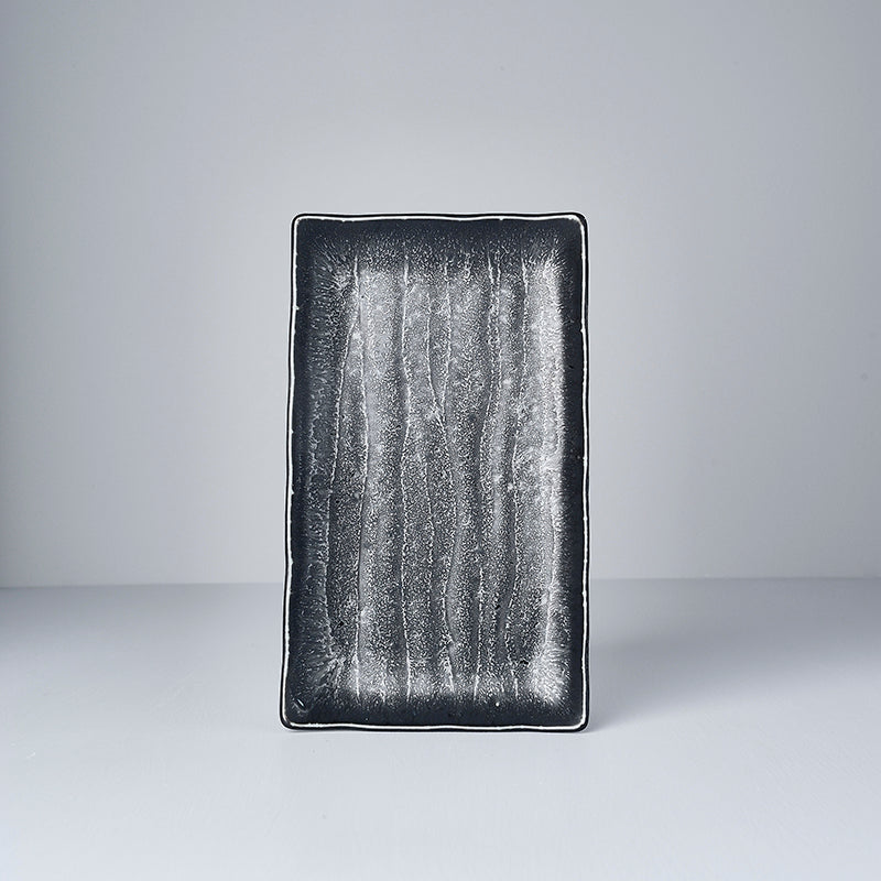 Plate Ibushi Rectangular 22cm Black Glaze - Image 2