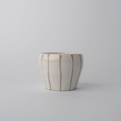 Cup 8cm 160ml Cream Grey Stripe Design - Image 2