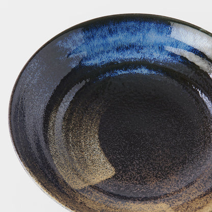Pasta Bowl Flat 23cm Gold Brushstroke Glaze - Image 2