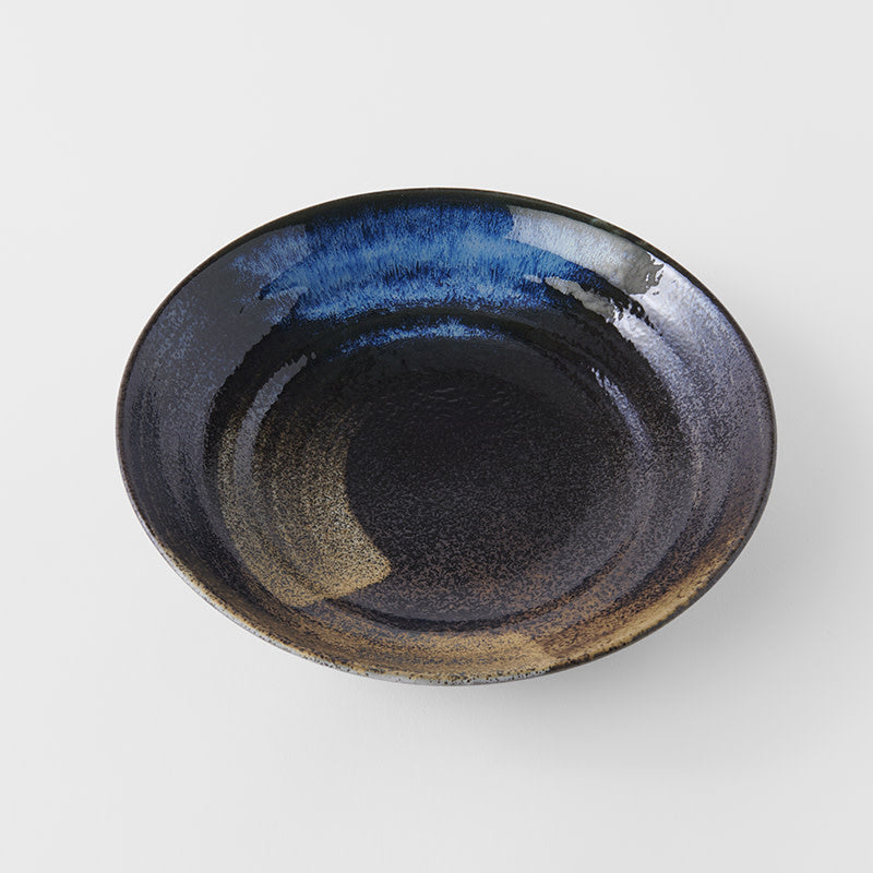 Pasta Bowl Flat 23cm Gold Brushstroke Glaze - Image 3