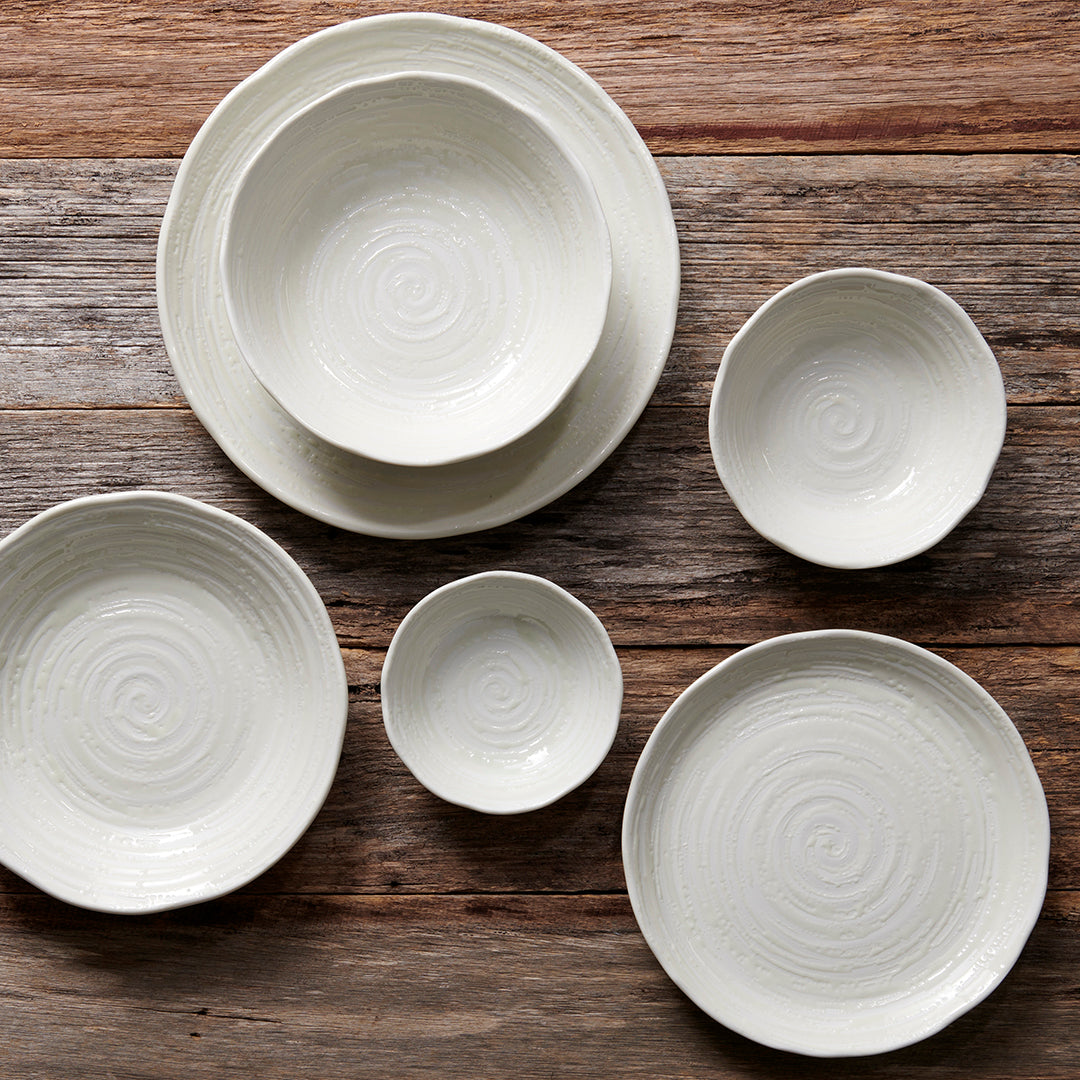 Bowl 15.5cm White Spiral Glaze - Image 5